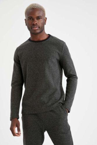 Slim Fit Bisiklet Yaka Uzun Kollu Basic Tişört