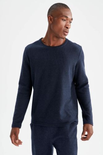 Slim Fit Bisiklet Yaka Uzun Kollu Basic Tişört