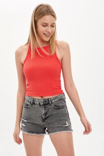 Halter Yaka Slim Fit Body