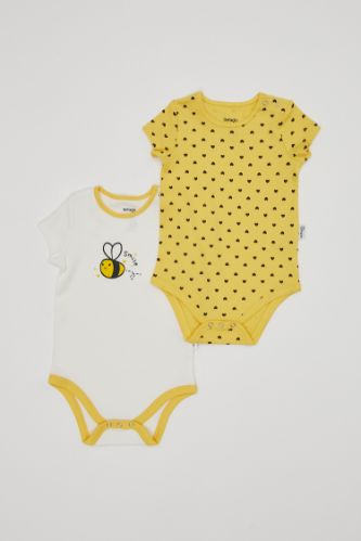 Kız Bebek Baskılı Kısa Kol Çıtçıtlı 2'li Body