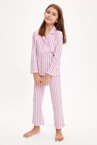 Kız Çocuk Çizgili Pijama Takımı