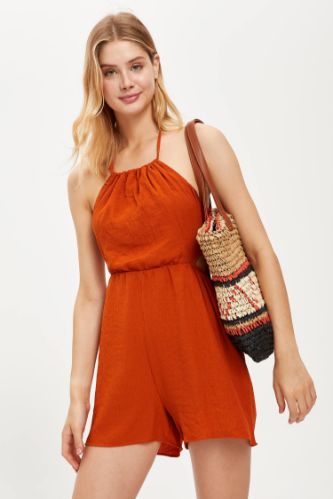 Boyundan Bağlama Detaylı Mini Tulum