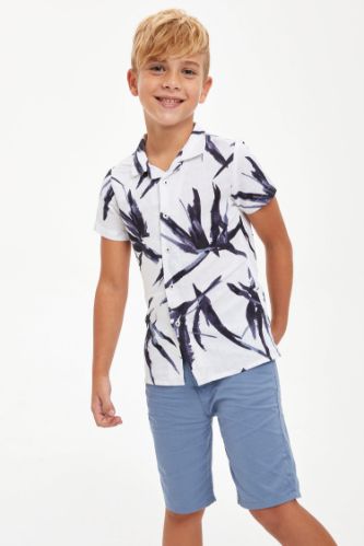 Erkek Çocuk Regular Fit Desenli Kısa Kollu Gömlek