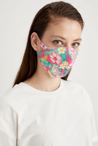Çiçek Desenli Yıkanabilir Maske