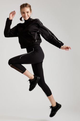File Detaylı Slim Fit Spor Tayt