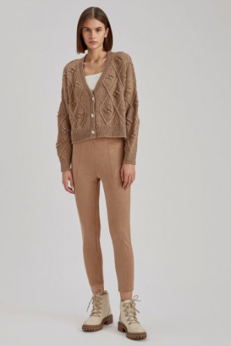 Basic Slim Fit Süet Tayt
