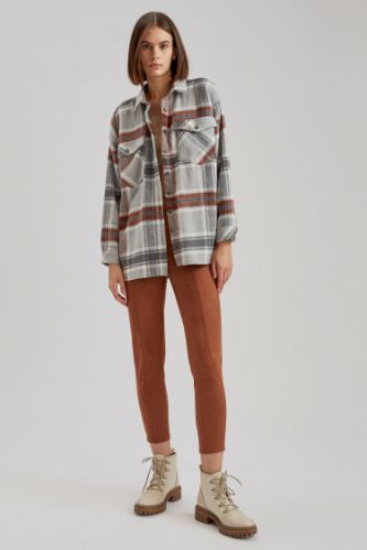 Basic Skinny Fit Süet Dokuma Tayt