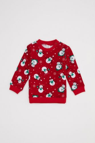 Erkek Bebek Regular Fit Yılbaşı Temalı Sweatshirt