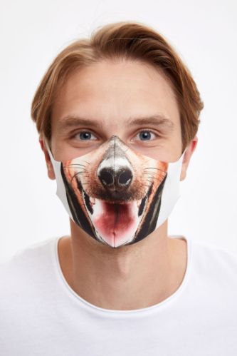 Köpek Baskılı Yıkanabilir Maske