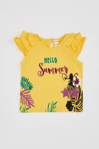 Kız Bebek Zebra Baskılı Fırfırlı Tişört