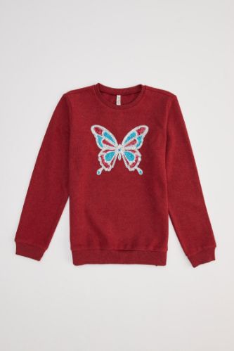 Kız Çocuk Regular Fit Bisiklet Yaka Sweatshirt