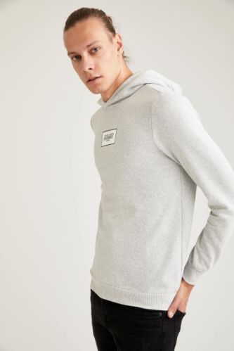 Slim Fit Fotoğraf Desenli Uzun Kollu İçi Yumuşak Tüylü Sweatshirt