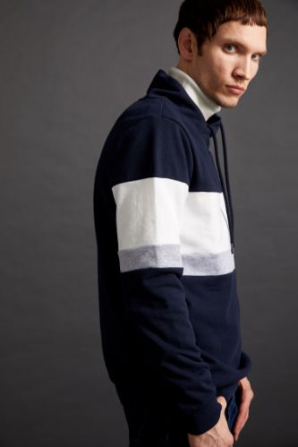Slim Fit Şal Yaka Uzun Kollu Sweatshirt