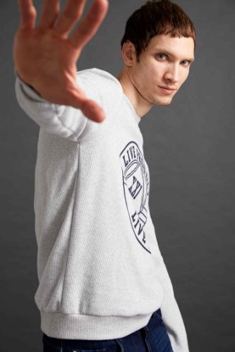 Slim Fit Bisiklet Yaka Uzun Kollu Sweatshirt