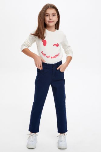 Kız Çocuk Beli Büzgülü Pantolon