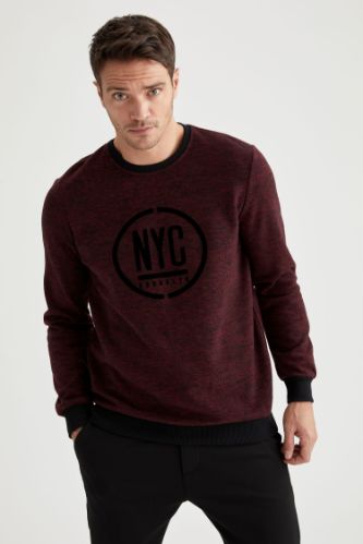 Regular Fit Bisiklet Yaka NYC Baskılı Sweatshirt