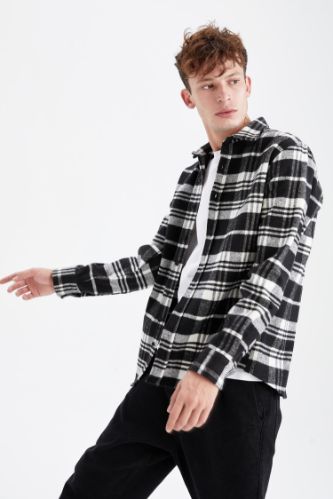 Regular Fit Ekose Desenli Uzun Kollu Oduncu Gömlek Ceket