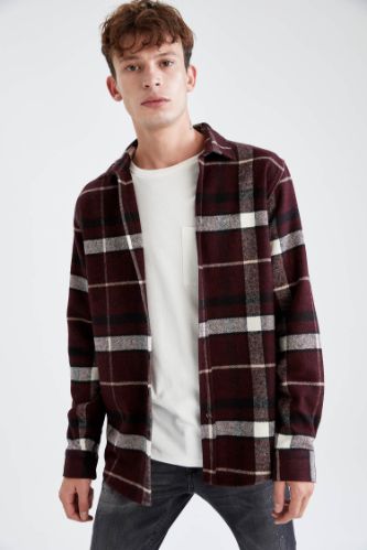 Regular Fit Ekose Desenli Uzun Kollu Oduncu Gömlek Ceket