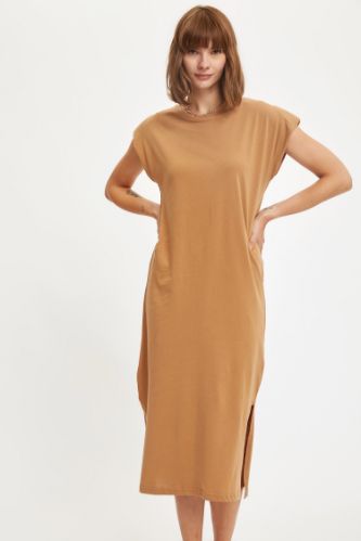 Basic Oversize Örme Kısa Kollu Tişört Elbise