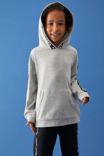 Erkek Çocuk Kapüşonlu Kanguru Cepli Baskılı İçi Yumuşak Tüylü Sweatshirt