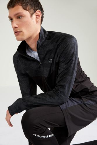Slim Fit Dik Yaka Fermuarlı Uzun Kollu İçi Yumuşak Tüylü Hırka