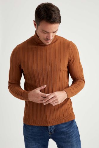 Slim Fit Balıkçı Yaka Triko Kazak