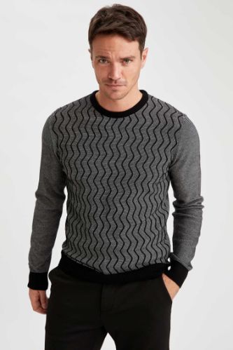 Slim Fit Bisiklet Yaka Triko Kazak
