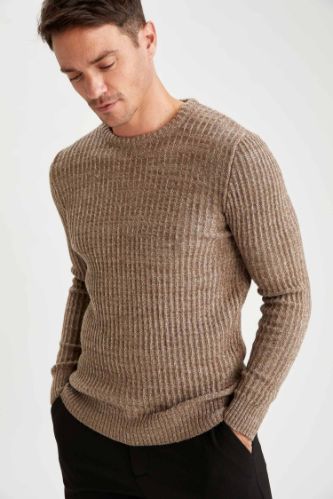 Slim Fit Bisiklet Yaka Triko Kazak