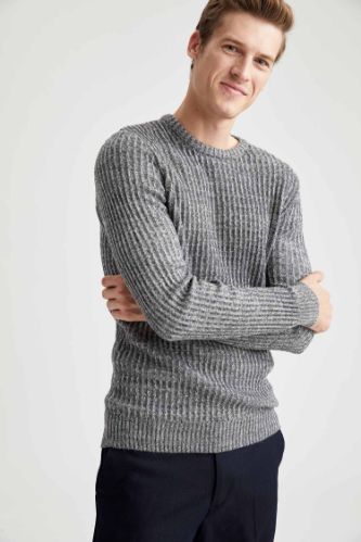 Slim Fit Bisiklet Yaka Triko Kazak