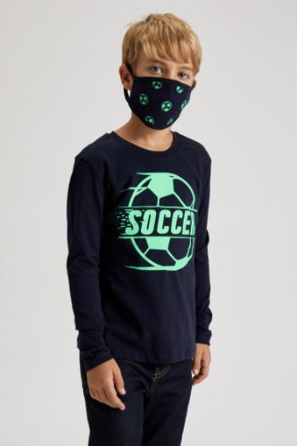 Erkek Çocuk Baskılı Tişört Maske Takım