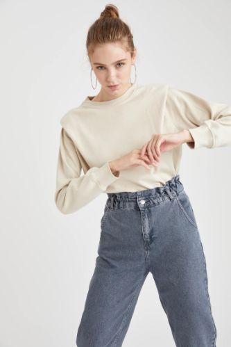 Vatka Omuzlu Örme Sweatshirt