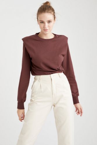 Vatka Omuzlu Örme Sweatshirt