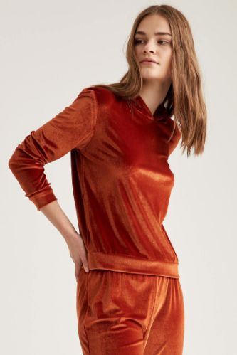 Kapüşonlu Kadife Relax Fit Sweatshirt