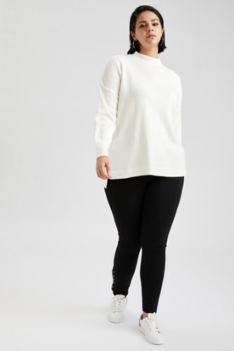 Bileği İnci Detaylı Slim Fit Dokuma Tayt