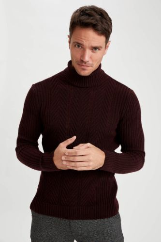 Slim Fit Balıkçı Yaka Triko Kazak
