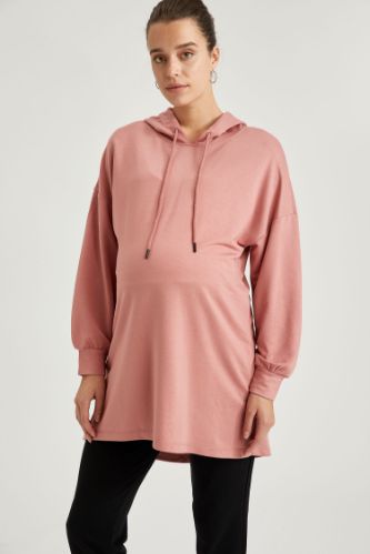 Hamile Kapüşonlu Sweat Tunik
