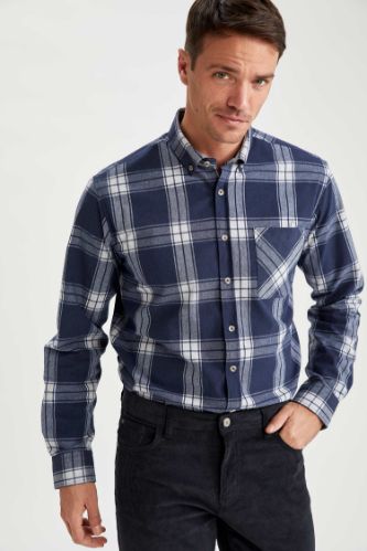 Modern Fit Ekose Desenli Uzun Kollu Oduncu Gömlek