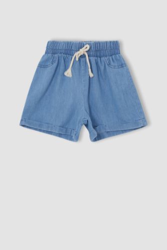 Kız Çocuk Relax Fit Esnek Belli Jean Şort