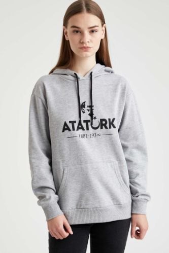 Atatürk Baskılı Kapüşonlu Sweatshirt