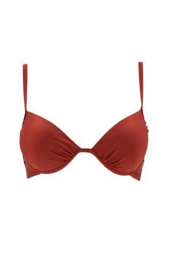 Büzgü Detaylı Push Up Üçgen Bikini Üstü