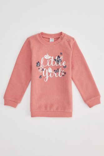 Kız Bebek Baskılı Selanik Kumaş Sweatshirt
