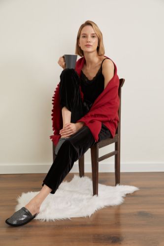 Fall In Love Regular Fit Yılbaşı Temalı Kadife Pijama Altı