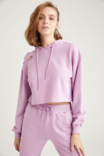 Regular Fit Kapüşonlu Uzun Kollu Sweatshirt