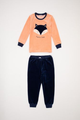 Kız Çocuk Baskılı Kadife Kumaş Pijama Takımı