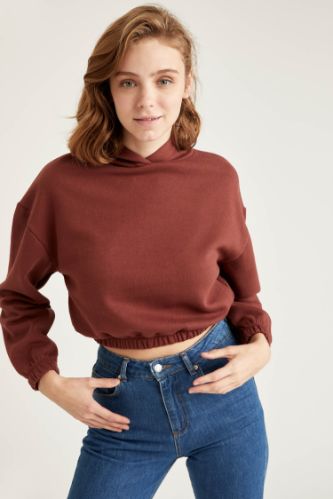 Regular Fit Kapüşonlu Uzun Kollu Sweatshirt