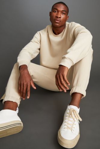 Oversize Fit Bisiklet Yaka Basic Pamuklu Sweatshirt