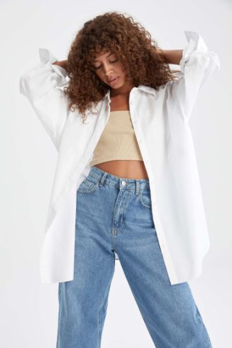 Basic Oversize Fit Poplin Gömlek Tunik