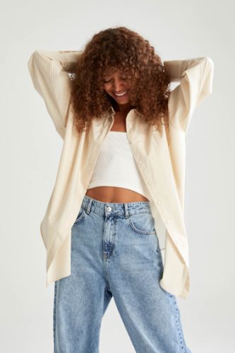 Basic Oversize Fit Pamuklu Poplin Gömlek Tunik