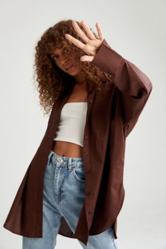 Basic Oversize Fit Pamuklu Poplin Gömlek Tunik