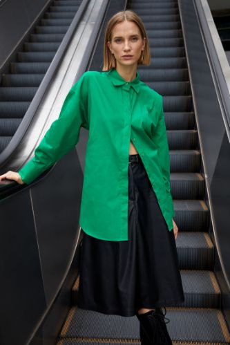 Basic Oversize Fit Pamuklu Poplin Gömlek Tunik